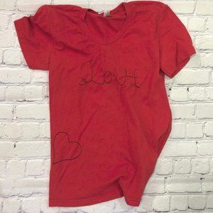 Love/Hate Mirror-image Embroidered Tee Sz M